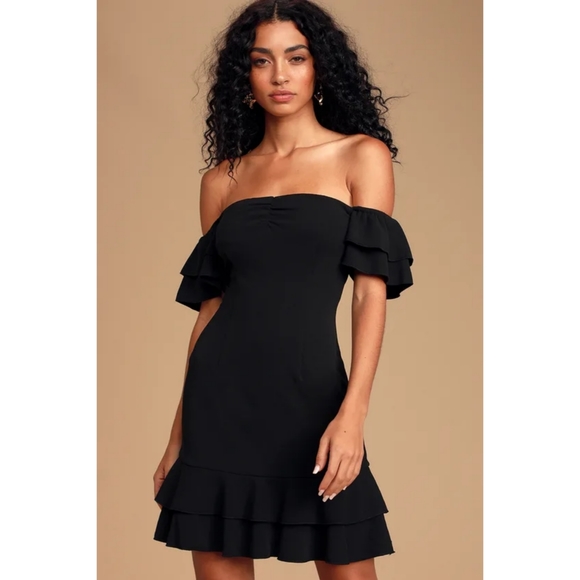 lulus black off the shoulder dress